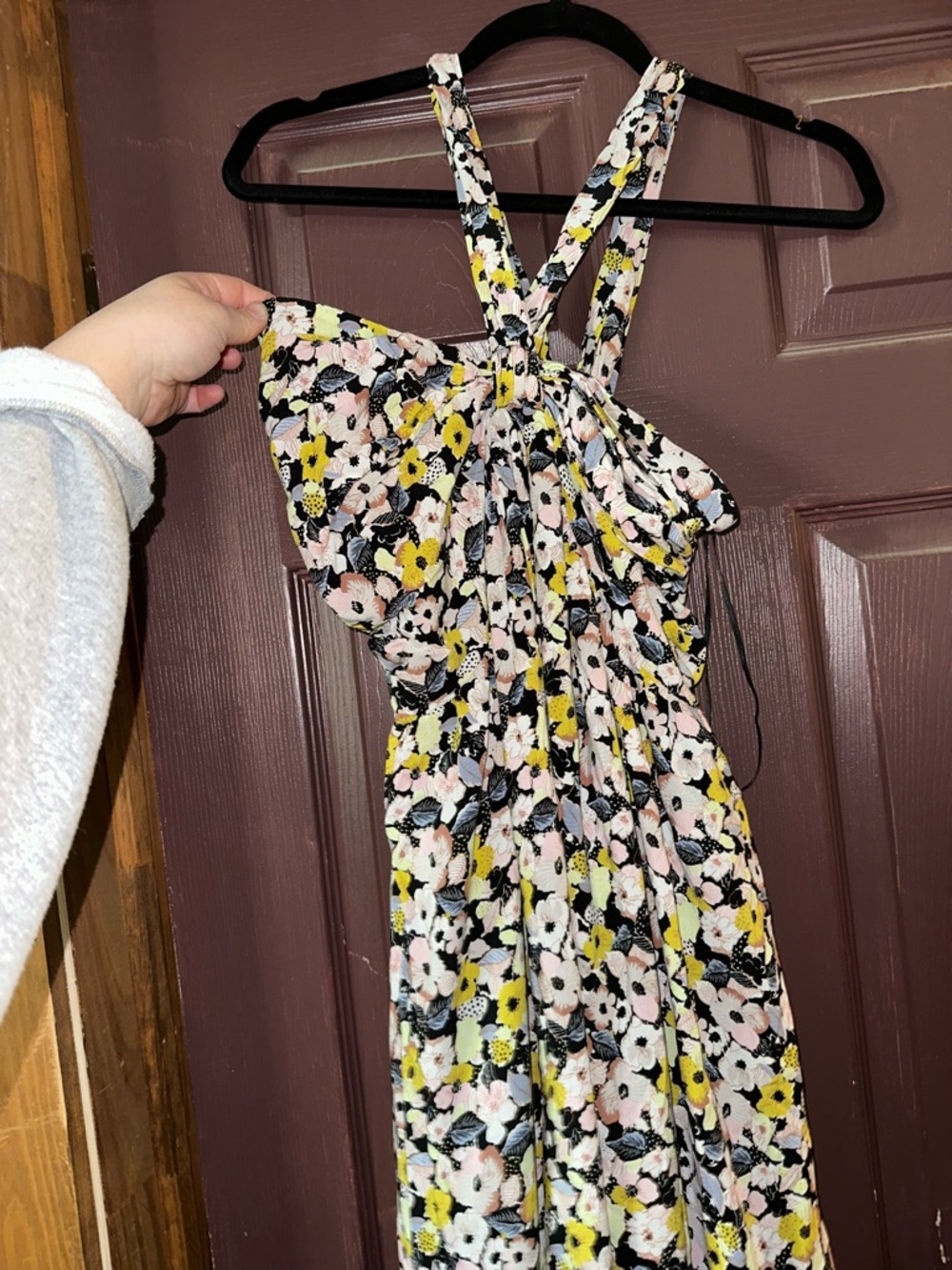 Fate Floral Black and Yellow Patterned maxi dress